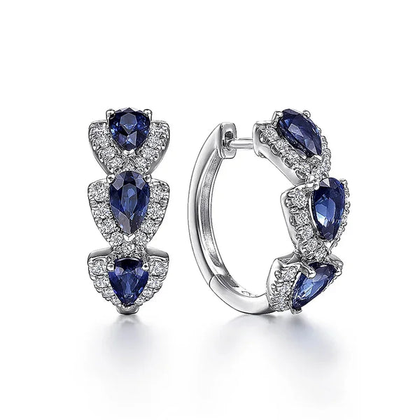 luxurious blue square cubic zirconia earrings - Hover Image