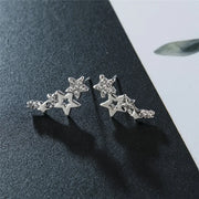 Gold star cluster earrings with sparkling crystals, ideal for jewelry websites, jewelry storage, diamond and jewelry lovers, and gifting for mom or special occasions.