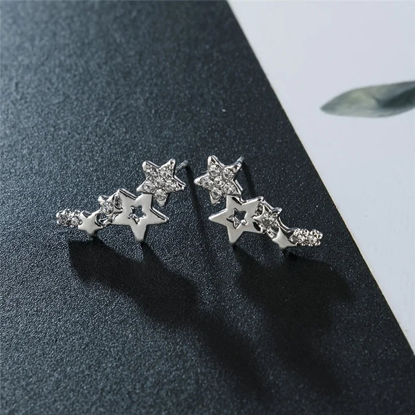 Glamorous rhinestone star stud earrings - Hover Image