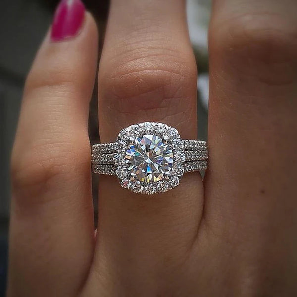 Luxurious Silver Square Ring - Hover Image