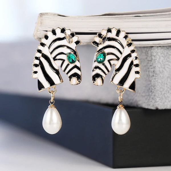 Fashion Zebra Head Shape Drop Earrings - Hover Image
